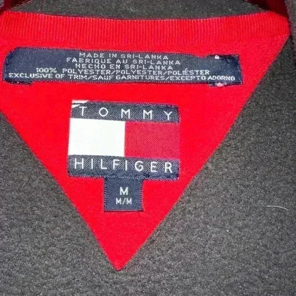 Vintage Tommy Hilfiger Fleece Zip Vest Black & Red Jacket / Size Medium - Picture 5 of 14